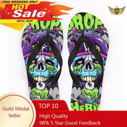 Slippers Gothic Skull Rose Print Design Women's Flip Flops Men Home Non-slip Outdoor Beach Comfor Couple Sandals