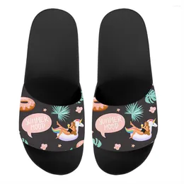 Slippers Women Men Summer Latest Coconut Tree Pattern Mid Sole Sandals Beach Slides Flip Flops Unisex Bathroom Shoes Zapatillas