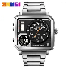 Wristwatches SKMEI 2 Time Back Light Digital Sport Watches Men Countdown Timer Full Steel Wristwatch Waterproof Stopwatch Clock Reloj Hombre