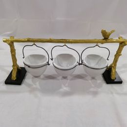 Dishes & Plates Gold Oak Branch Snack Bowl Stand Resin Christmas Rack With Removable Basket Organizer Party Decorations 2665