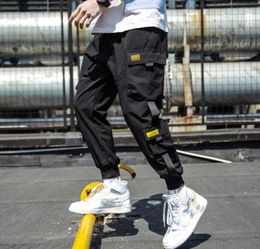 Brand Designer Spring Hip Hop Joggers Men Black Harem Pants Multipocket Ribbons Man Sweatpants Streetwear Casual Mens Cargo Pants15790654