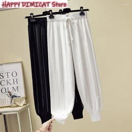 Women's Pants Harem Diamonds Bling Cropped Trousers Korean Fashion Pencil Casual Joggers High Waist Streetwear Reflective