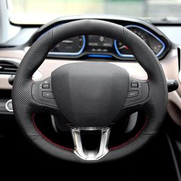 Steering Wheel Covers Braid On For 208 2008 2014 2024 Car Hand-stitched Leather Cover