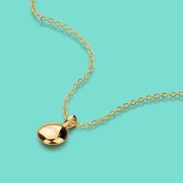 Womens s925 Silver Necklace Simple Small Golden Bean Pendant Clavicle Chain Length 405cm Solid Silver Jewellery girl present 240524