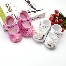 First Walkers Spring And Autumn Born Small Flower Flat Dress Shoes Baby Soft Bottom Non-slip Pearl Princess