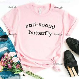 Highquality Anti Social Women Designer Tshirt 2024 Summer New Models Luxurygoods Butterfly Casual Funny T Shirt For Lady Girl Top 42