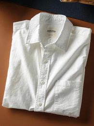 Men's Casual Shirts Trendy Oxford Textile Minimalist Retro Short Sleeve White Shirt