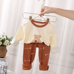 Barns underkläder set Pure Cotton Baby Sleeve Pamas Long Johns Men and Women Home Wear Children's Clothing L2405