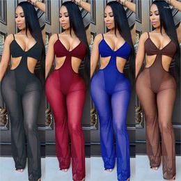 Cover Up Beach Women Clothes Bikini Summer Dress Vacation Outfits Sexy Strap Solid Jumpsuit Polyester Tunics For The Pareo Saida