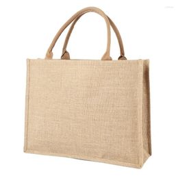 Shopping Bags Jute Burlap Tote Large Reusable Grocery With Handles Women Bag Beach Vacation Picnic Travel Storage Organizer