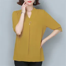 Women's Blouses Women Spring Summer Style Shirts Lady Casual Half Sleeve V-Neck Loose Blusas Tops DF2867