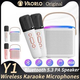Portable Speakers Y1 wireless dual microphone karaoke machine KTV DSP system Bluetooth 5.3 PA speaker HIFI stereo surround RGB Colour LED light S2452402