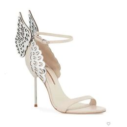 shipping 2019 Free Ladies leather high heels wedding sandals buckle Rose solid butterfly ornaments Sophia Webster shoes Nude 20a