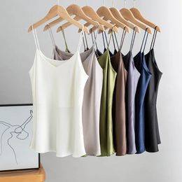 Birdsky 1pc Summer 93 Mulberry Women Tanks Tops Camis Camisoles Spaghetti Strap Vest V Neck 7 Cores Solid S235 240521