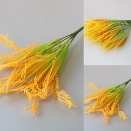 Decorative Flowers 1PC Fake Plastic Flower Wheat Ear Pography Props Wedding Decor Simulated Grain Seedling Paddy Artificial Yellow Rice Ears