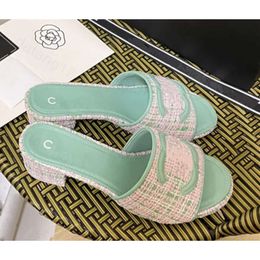 Channel Sandals Fancy French Slippers Chanells Slides Channel Casual Mule Flat Beach Low Heel Flip Flops Women's Fashion Designer Shoes C 974