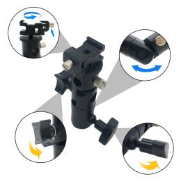 Swivel Flash Hot Shoe Umbrella Holder Mount Adapter for Studio Light Type E Stand with 1/4 3/8 Screw Bracket Studio Accessories