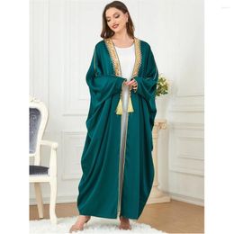 Ethnic Clothing Tassel Kaftan Open Abaya Women Sequins Batwing Muslim Kimono Cardigan Long Dress Moroccan Caftan Dubai Jalabiya Islami