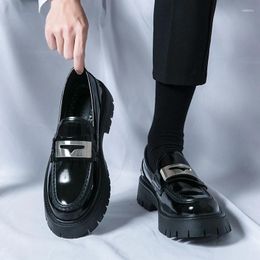 Casual Shoes Ripe-young Men's Retro Leather Grace Thick Bottom Loafers Men Fashion Black Formal Business Luxury Slip-on