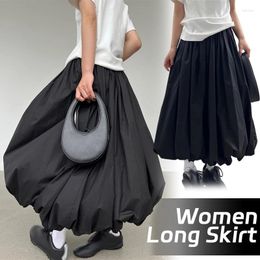 Skirts Women Elegant Long Skirt Elastic Waist A-line Vintage Fashion Loose Balloon Maxi Casual Streetwear Summer Chic