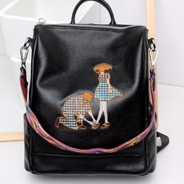 new style High quality 100% popular fashion women Backpack Outdoor Packs Totes Zipper bags women girls Genuine Leather bag 7709 270d