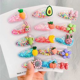 Hair Accessories Hair Accessories 5 pieces/set of cute fruit celery and sequin buckle BB clip for childrens cartoon rainbow animal bangs hair clip WX5.22