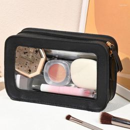 Cosmetic Bags Women PU Makeup Bag Travelling Clear Toiletry Skincare Products Organiser Portable Size Toiletries Storage