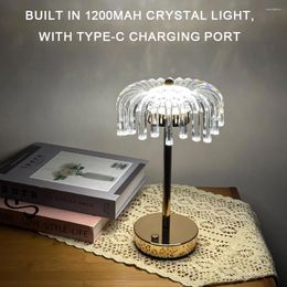 Table Lamps Crystal Lamp 3 Color Changing Bedside Nightstand Rechargeable Cordless Vintage For Bedroom Living Room El Bar