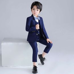 2021 Boys Black 007 Wedding Kids Jacket Vest Pants Formal Tuxedo Photography Suit School Children Speech Performance Dress