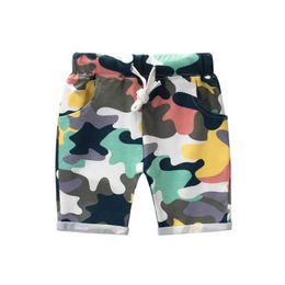 Shorts 2024 Summer Boys Camouflage Shorts Girls Lycra Cotton Elastic Waist Drawstring Short Pants Childrens Clothing Kids Panties Y240524