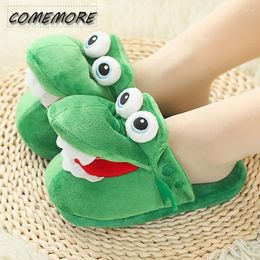 Slippers Funny Crocodile Opens Its Mouth Can Dance Little Indoor Anti-skid Cotton Comfortable Woman's Winter