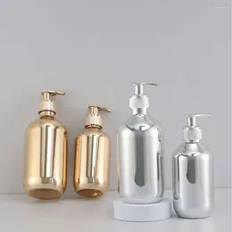 Storage Bottles 300/500ml Kitchen Liquid Soap Bathroom Hand Dispensers Body Wash Gold Chrome Plastic Shampoo Bottle