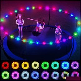 Party Favour Rgb16 Colour 12M 100Lamps Led Trampoline Light Waterproof Battery Box Outdoor Childrens Atmosphere Game Drop Delivery Home Dhsar