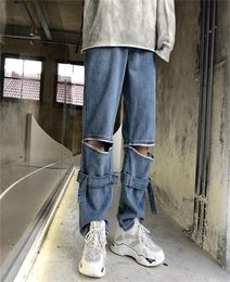 Detachable Jeans New Japanese for Hip Hop Tide Brand Wide Leg Loose Straight Pants Casual Clothing Denim Trousers Men Y2011237092655