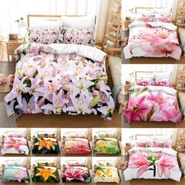 Bedding Sets Duvet Cover Set Quilt Pink Flower King Size 2PCS 3PCS With Pillowcase Full Twin For Single Double Bed