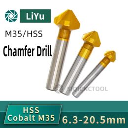 HSS Chamfer Chamfering Cutter End Mill Tool Countersink Drill Bit Set To Wood Stell Chamfer Cutter Power Tool 3 Flute 90 degree