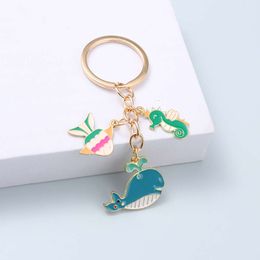 Cartoon Cute Whale Octopus Hippocampus Keychains Ocean Animals Key Rings For Boys Girls Friendship Birthday DIY Handmade Jewellery