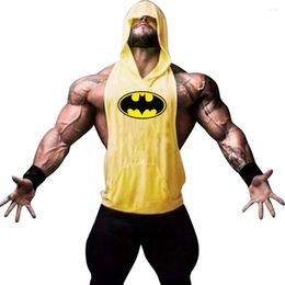 Men's Tank Tops Gyms Hooded Workout Sleeveless Shirt Stringer Top Men Bodybuilding Clothing Fitness Mens Sportwear Vests Muscle Singlets