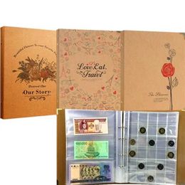 Albums Books 600 banknotes 800 stamps 360 banknotes and 150 coins. Collection book with loose kraft paper cover retro anti-theft bag corner Q240523