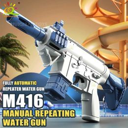 Sand Play Water Fun Gun Toys HUIQIBAO M416 Manual Water Gun Portable Summer Beach Outdoor Shooting Game Toy Pistol Water Battle Childrens Fantasy Toy WX5.22