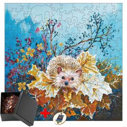 Puzzles Hedgehog Wooden Puzzle Animals Wood Games Children DIY Crafts 3d Puzzles Adults Brain Teaser Educational Montessori Toy Game Y240524