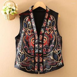Ethnic Clothing 2024 Traditional Flower Embroidery Vest Chinese Vintage Hanfu Tops Oriental V-neck Folk Retro Sleeveless Jacket