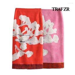 Skirts ZR High Waist Skirt 2024 Women Vintage Elegant Vacation Summer Pink Midi Harajuku Y2k Korean Fashion