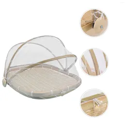 Storage Bags Basket Woven Tray Serving Fruit Tent Picnic Covered Cover Container Platter Rattan Hand Snack Mesh Server Dome Baskets