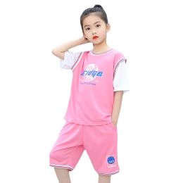 幼児の女の子の夏の服スポーツスタイルカジュアルキッズスーツユニセックス2t 6t 12t女の子服セット新しいバスケットボールセット女の子の男の子