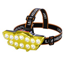 LED High Power Headlamp USB Rechargeable Head-mounted Flashlight Outdoor Waterproof Spotlight Torch Strong Light Head Lamp