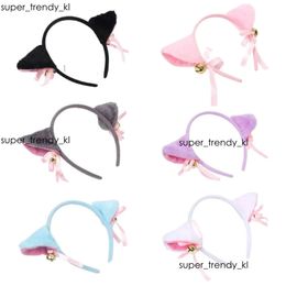 Anime Lolita Cosplay Headband With Bowknot Bell Hair Accessories Plush Cat Ear Headpiece Halloween Party Decor Fancy Dress Props 31