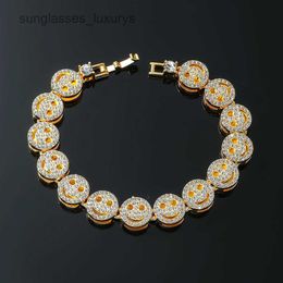 Mens Hip Hop Face Smile Designer Charm Bracelets 18K Gold Silver Full Diamond Crystal Night Club Luxury Bangle Bracelet Jewellery