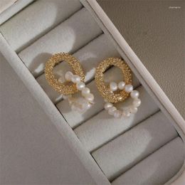 Stud Earrings 2024 Vintage Exaggerated Hook Pearl For Woman Gold Colour Fashion Jewellery Unusual Trendy Accessories Girls