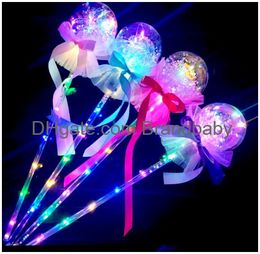 Led Light Sticks Luminous Ball Stick Fairy Sparkling Star Push Small Gift Childrens Glow Toy Wedding Party Supplies Favors Girls Toy Otrsc